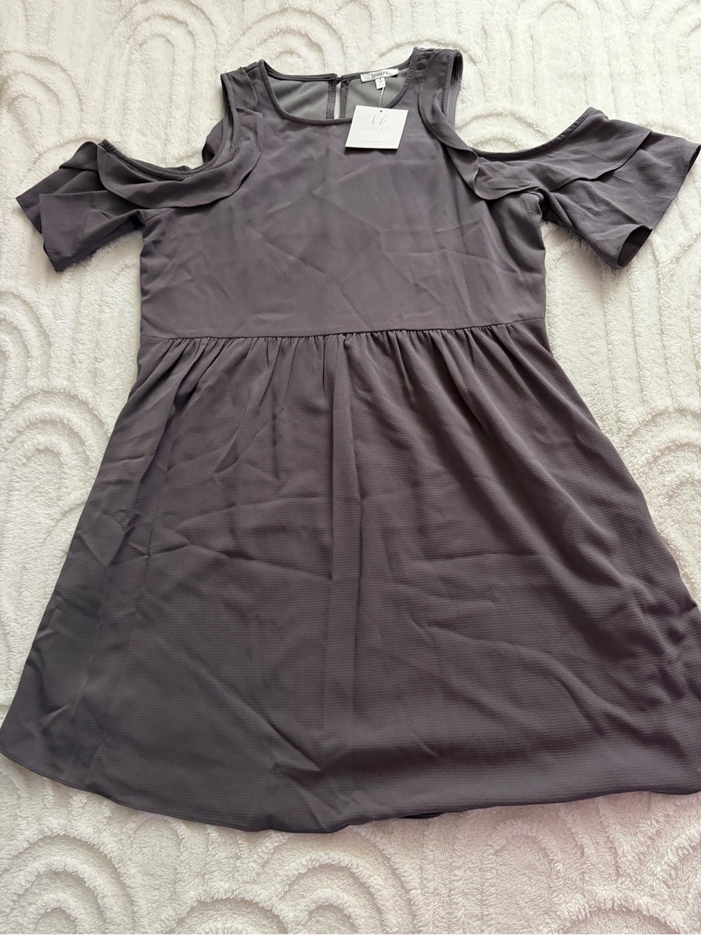 JODIFL Women’s Gray Cold-Shoulder Babydoll Dress, Sz S, Girlhoodcore